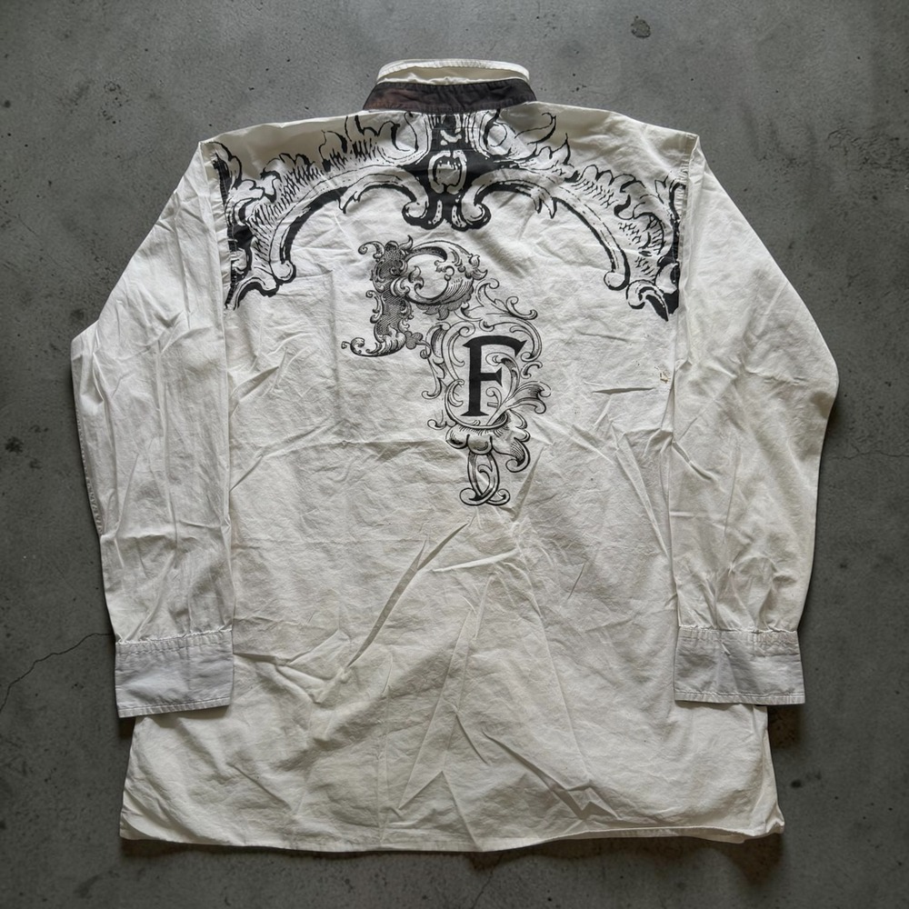 Vintage Phat Farm Mens XXL White Graphic Button Down Shirt Long Sleeve Y2K